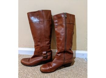 Tan Bandolino Tall Leather Boots, Size 10