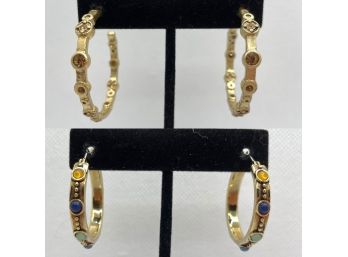 2 Pairs Of Embellished Hoop Earrings