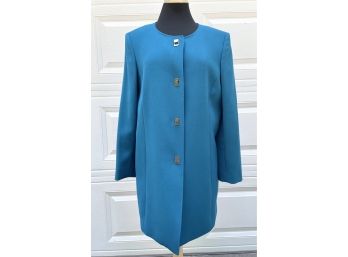 Stunning Teal Blue Peacoat By Tahari  Med.- Large  (size 12)