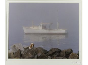 11' X 14' Matted & Signed Photograph (Nancy Stanich) - LOBSTERBOAT IN THE FOG