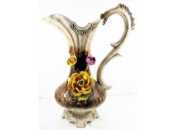 Tall Floral Vase With Roses - Unusual Shape