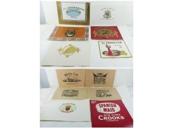 Vintage Lot Of 20 Cigar Box Labels - Cuban Cigars, Embossed Labels And More - Like New Ephemera