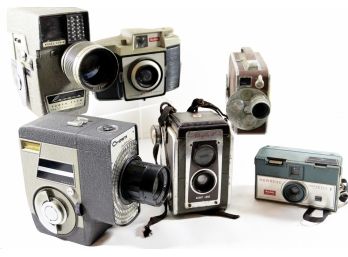 Lot Of 6 Vintage Cameras - Film - Movie And Still Crown, Keystone, Kodak, Revere