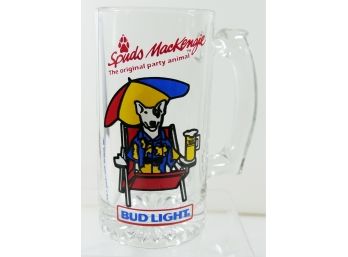 VINTAGE 1987 BUD LIGHT SPUDS MACKENZIE BEER MUG GLASS - The Original Party Animal