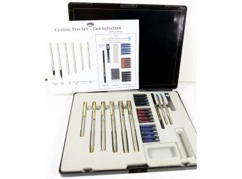 JML Classic Pen Set In Case - 6 Pens With Refills And Cartridges - Unused