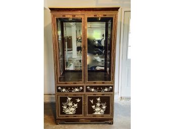 Stunning Chinoiserie Lighted Curio Cabinet