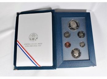 1990 Prestige Proof Set In Original Box And Paperwork(commemorative Silver Dollar)