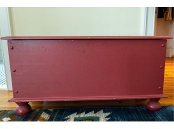 Brick Red Painted Farmhouse Trunk Chest W Ball Footed Base