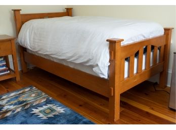 Twin Size Wooden Bed With Slat Design