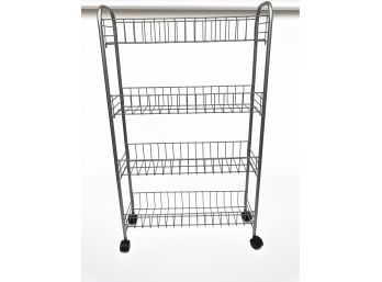 Rolling Four Tiered Metal Shelf