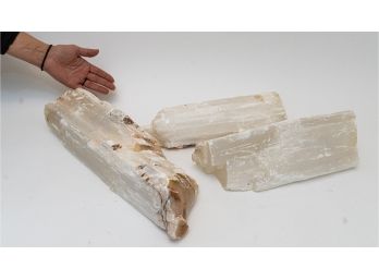 Selenite Crystal Quartz Fireplace Logs- Set Of 3