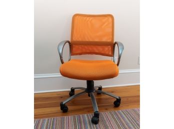 Orange Mesh And Grey Metal Office Task Chair