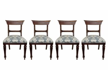 Maitland Smith Carved Mahogany Upholstered Dining Chairs -Set Of 4