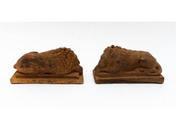 Cast Stone Lion Form Bookends