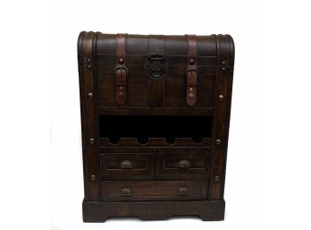 Vintage Treasure Chest Trunk W Wine Bottle Storage