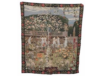 Very Large Le Jardin Du Luxembourg Vintage French Hand Finished Flemish Tapestry