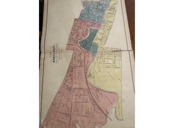 Vintage City Of Hartford Map 2nd 3rd & 5th Wards