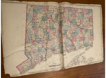 Vintage Map Of Connecticut By Baker And Tilden