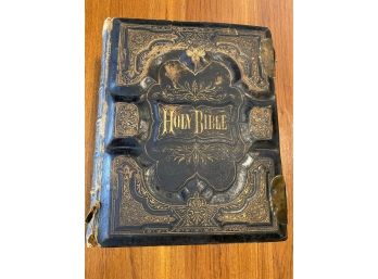 Antique Leather Holy Bible With Brass Closure 1874