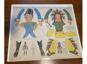 Vintage Cowboy And Soldier And Indian Paper Doll