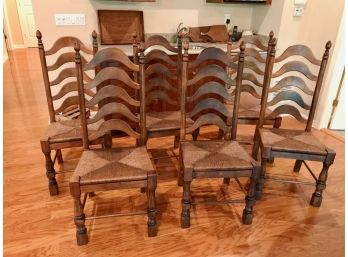 Six Vintage Ladder Back Chairs
