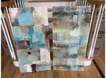 Two Large Rectangular Printed Abstract Canvasses
