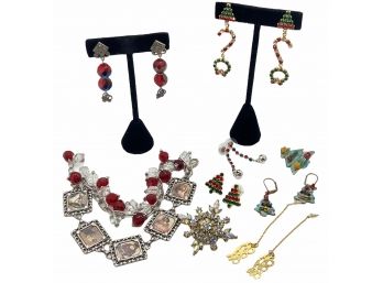 The Christmas Collection - Earrings, Pins, Bracelet - 9 Pieces