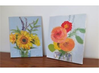 Pair Of Floral Original Artwork On Canvas