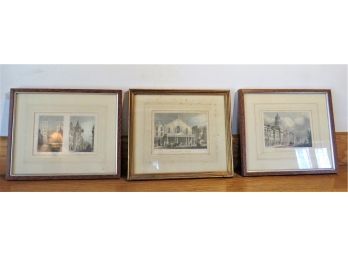 Trio Of Vintage Antiquarian Architectural Prints