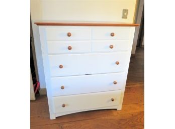 White And Natural Wood 4 Drawer Chest Of Drawers