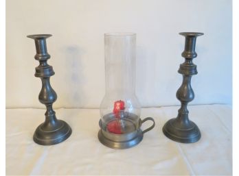 Pewter Candleholders Pair Of John Somers