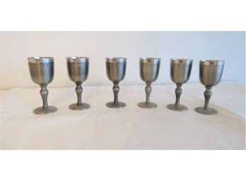 Set Of 6 John Somers Fine Pewter Cordial Glasses