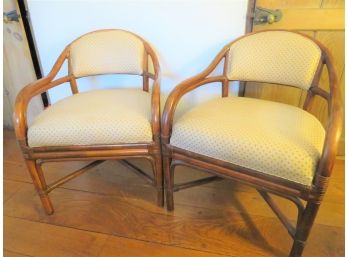 Pair Of Mid-century Modern Bamboo Low Back Windward Chairs