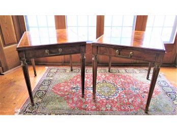 Pair Of Hekman Burlwood Side Tables