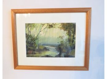 Forest Stream Landscape Framed  Print