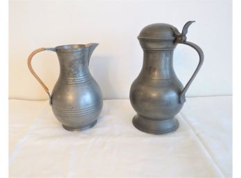 Pewter Pitcher And Lidded Pewter John Somers Tankard