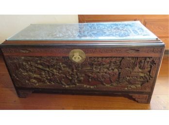 Antique Carved Chinese Shanghai Camphor Trunk