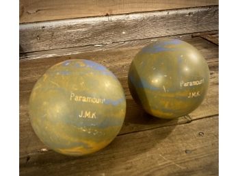 Pair Of Vintage Paramount Duckpin Bowling Balls