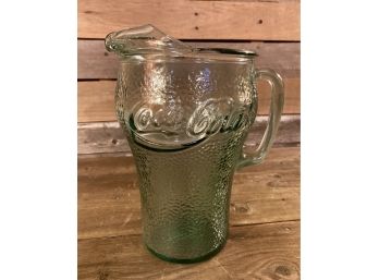 Vintage 70s Coca Cola Bubbled Green Glass Pitcher