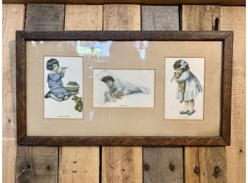 3 Framed Bessie Pease Guttman Postcards