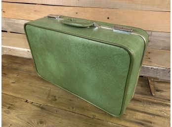 Vintage Green Vinyl Invicta Travel Suitcase