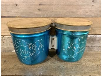 Blue Etched Aluminum Bongos