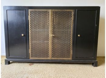 Black Enamel With Brass Door Credenza