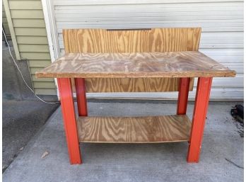 Steel Based Work Bench With Plywood Top & Vise