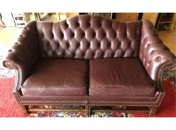 Flexsteel Leather With Brass Tacking Settee