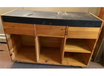 Three Drawer Custom Work Station With Cubbies