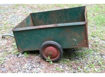 Vintage Rustic Metal Two Wheel Pull Cart