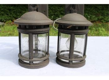 Set Of Two Outdoor Metal Light Sconces
