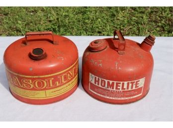 Vintage 1960's Homelite Textron Red Metal Galvanized One Gallon Gas Can