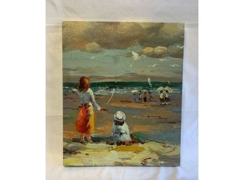 Artwork On Canvas Sisters On Beach #1